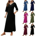 thumbnail image 6 of Floral Lace V Neck Three Quarter Sleeve Loose Casual Dress For Women Chiffon Maxi Dress plus Size 3x Dress Silk V Neck Dress Wrap Midi Dress Lace Maxi Dress plus Size plus Size Gowns And Evening, 6 of 6