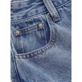 thumbnail image 3 of Women Blue Denim A-Line Mini Skirt With Ruffle Hem, 3 of 4