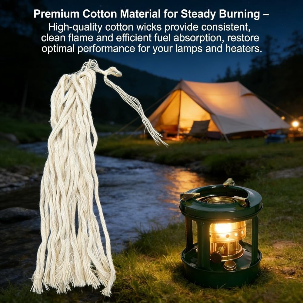 ABCISI Cotton Kerosene Stove Wicks - Universal Replacement Wick for Kerosene Lanterns, Heaters & Camping Stoves, Outdoor Stove Accessories | Mechas para Fogon de Keroseno (300 Pcs)