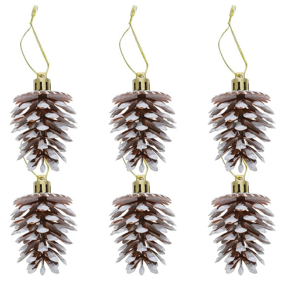 SOPOTUTU 6pcs Pine Cone Decorations Light Brown Realistic Design for Holiday Cheer