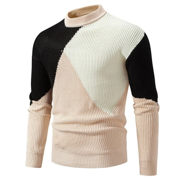Ahabrexf Water Color Set, Men's Knit Mock Turtleneck Loose Fit Base Layer Shirt and Sweater