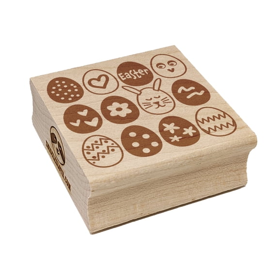 Decorated Easter Eggs Fun Square Rubber Stamp Stamping Scrapbooking Crafting - Small 1.25in