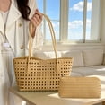 thumbnail image 4 of WEXOPE Hollow Woven Women Shoulder Tote Bag, Durable Handmade Handbag with Inner Pouch, Spacious Underarm Purse Suitable for Daily Commute, Beach and Travel,Yellow, 4 of 6