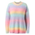 thumbnail image 3 of Vedolay Cropped Sweaters for Women Lightweight Long Sleeve Crew Neck Striped Casual Knitted Pullover Tops,Pink One Size, 3 of 5