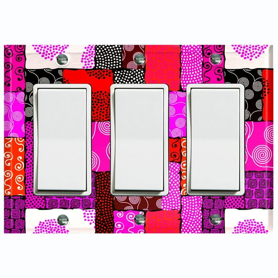 Metal Light Switch Plate Cover Safari African Tribal Art Pattern Pink SFR006