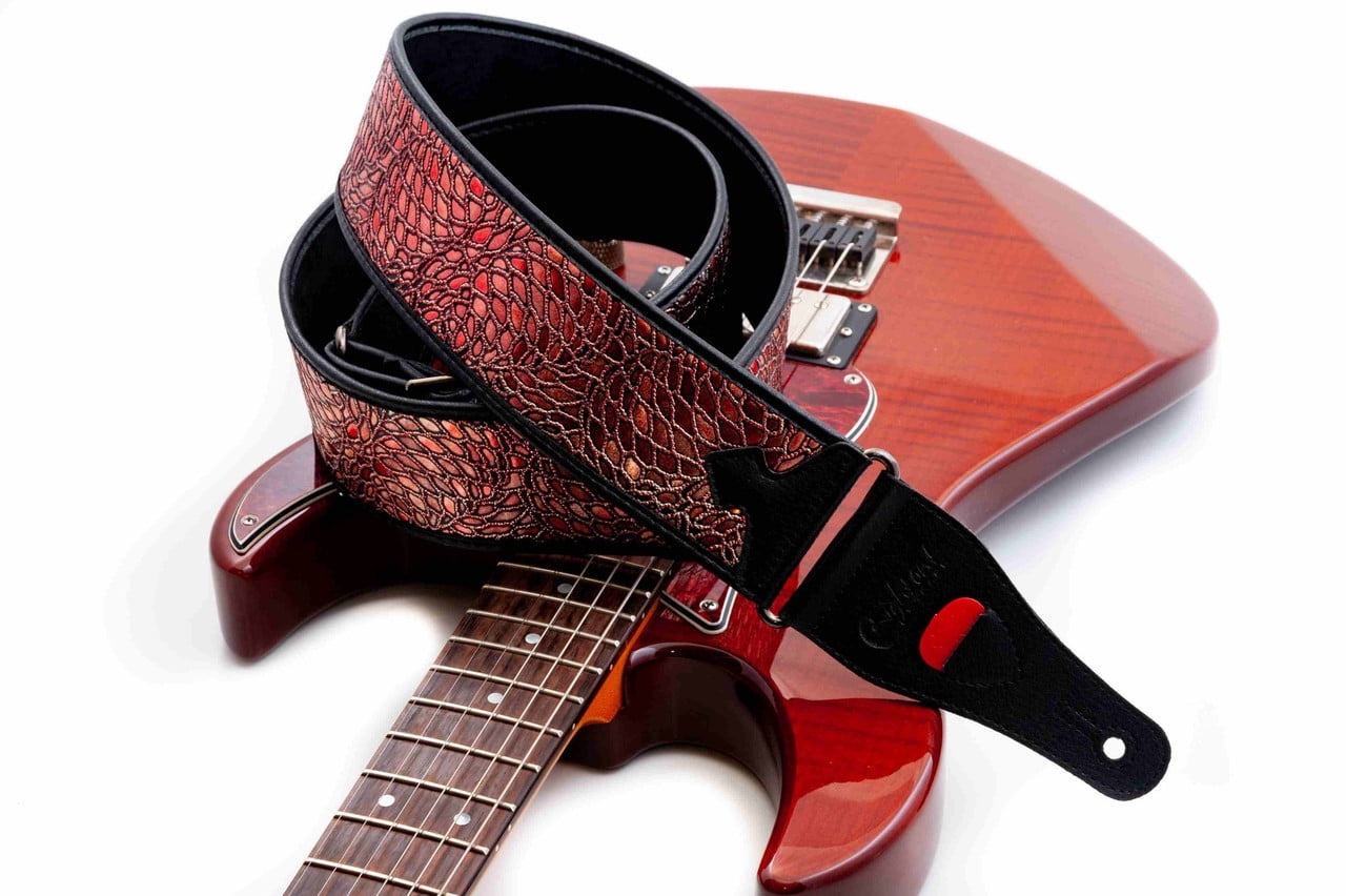 RightOn! Straps Alien Guitar Strap w/ Glittering Design - Red