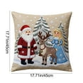 thumbnail image 3 of HomeDM Christmas Pillow Covers 18" x 18" Winter Holiday Decorations Santa Claus Rustic Throw Cushion Case for Sofa Couch Home Decor Single Piece, 3 of 7