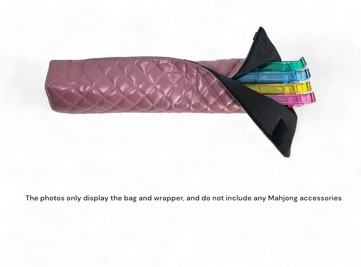 American Mahjong Set Purple Pink - Quilted PU Leather Carrying Bag with Shoulder Strap & Handles, All-in-One Tile Racks with Pushers, 166 Engraved Tiles, Dice, Bettor, Extra Tiles & Instructions