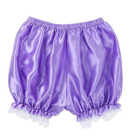 

Women Imitation Silk Bloomers Ruffles Lace Trim Panties Victorian Pumpkin Shorts