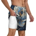 thumbnail image 3 of Picia Blue Golden Dream Lotus pattern Mens Swim Trunks with Compression Liner Stretch Beach Shorts Quick Dry with Zipper Pockets No-Chafing Board Shorts-Large, 3 of 9