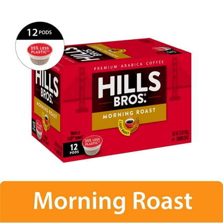 Hills Bros. K-Cup Coffee Pods, 100% Arabica Morning Roast Light Roast, 12 Ct