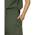 thumbnail image 5 of INSPIRE CHIC Women's Cotton 2 Piece Button Down Short Sleeve Turndown Collar Shirt Shorts Set Lounge Tracksuits XL Army Green, 5 of 6