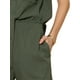thumbnail image 5 of Conjunto de camiseta de manga corta con cuello vuelto y pantalones cortos de algodón para mujer INSPIRE CHIC, 2 piezas, XL, verde ejército, 5 of 6