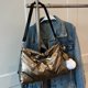 thumbnail image 5 of Bolso Tipo Cartera Mullido para Mujer Bolso Ligero para Viajes Invierno Brillante (champán), 5 of 9