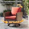 thumbnail image 3 of ELPOSUN Patio Furniture Set, 6 Pieces Outdoor Patio Set, All-Weather Wicker Rattan Outdoor Furniture Set with Swivel Chairs for Poolside, Backyard, Brown Wicker Red Cushions, 3 of 10
