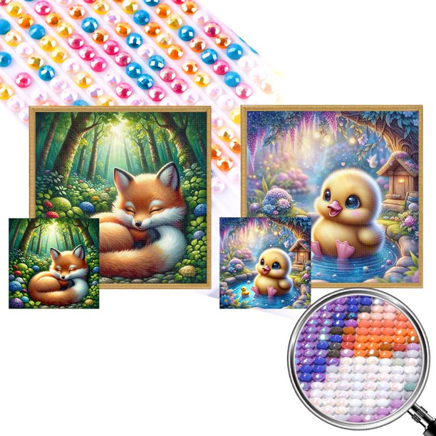 2 Uds 5D DIY Taladro Parcial AB Diamante Pintura Pato Kit 45x45cm