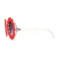 thumbnail image 4 of Womens Daisy Flower Trim Round Circle Lens Hippie Sunglasses Orange Smoke, 4 of 4
