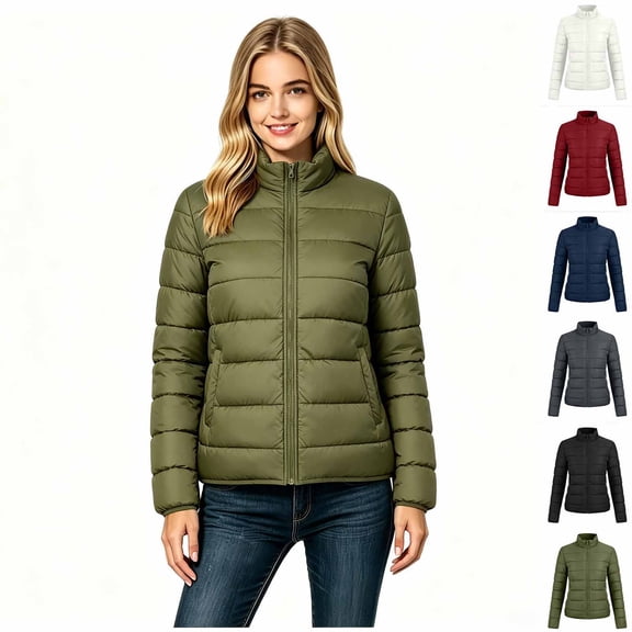 Women’s Lightweight Puffer Jacket, Quilted Winter Jacket Coat with No Hooded, Women's ,Size S-2XL