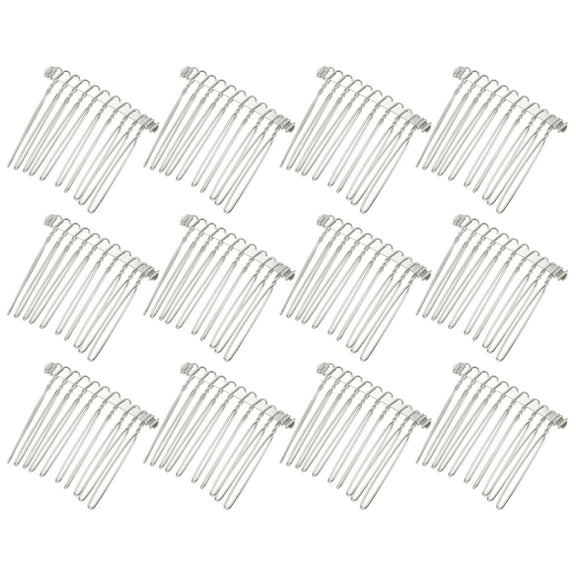 Unique Bargains 12 Pcs No Slip Hair Side Combs Accessories Metal 1.6" Silver Tone