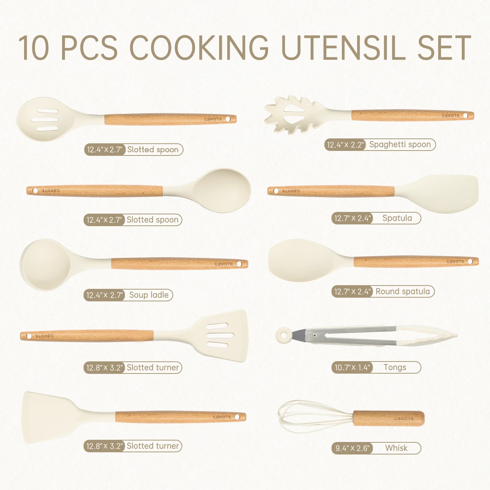 Carote 10-Piece Silicone and Wood Cooking Utensil Set photo 3