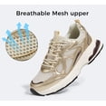 thumbnail image 3 of LUCKY STEP Chunky Fashion Mesh Sneakers Casual Running Walking Shoes,Gold/Beige,Womens, 3 of 10