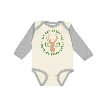 

Inktastic Vintage Life was Meant For Outdoor Adventures with Deer Gift Baby Boy or Baby Girl Long Sleeve Bodysuit
