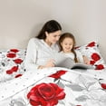thumbnail image 5 of Homewish Romantic Red Rose Queen Comforter Set for Couple, Anniversary Flower Floral Bedding Sets, Valentines Day Reversible Bedding Comforter Set, Ultra Soft Bedroom Decor, 3-Piece, 5 of 8