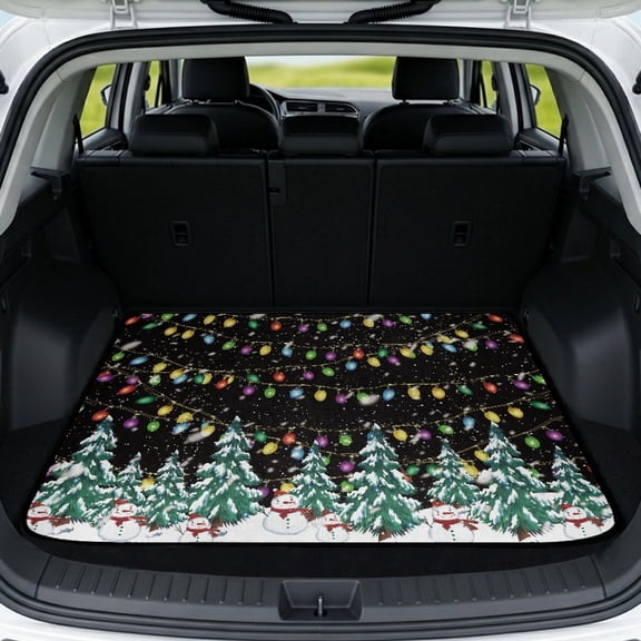 KEIAHUAN Christmas Snowman Tree Bow Car Trunk Mat 29" x 39" Universal Cargo Liner All Weather Full Protection Scratchproof Vehicle Accessories Fits for Most Cars SUV