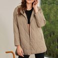 thumbnail image 4 of HAiming Women's Winter Cotton Jacket Long Sleeved Button down Hooded Coat Thicken Warm Casual Outerwear with Pocket, 4 of 6