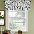 thumbnail image 3 of Navy Blue Floral Curtain Valances for Windows, Kitchen Valance Window Treatments Panel 2 Pack, Spring Vintage Blossom Botanical Rod Pocket Short Curtains for Bathroom Bedroom 54 x 18 Inch, 3 of 8