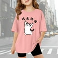 thumbnail image 2 of Tfken Summer T-Shirts For Girls Crew Neck Print Half Sleeve Tops Trendy Daily Wear Toddler Soft Tops Pink Size 7-8 Years, 2 of 4