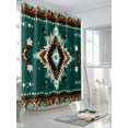 thumbnail image 5 of Southwestern Green Waterproof Fabric Shower Curtain, Boho Retro Ethnic Geometric Shower Curtain for Bathroom Curtains Bathtubs Hotel Washable Shower Curtains with 12 Hooks Stall 48x72in, 5 of 6