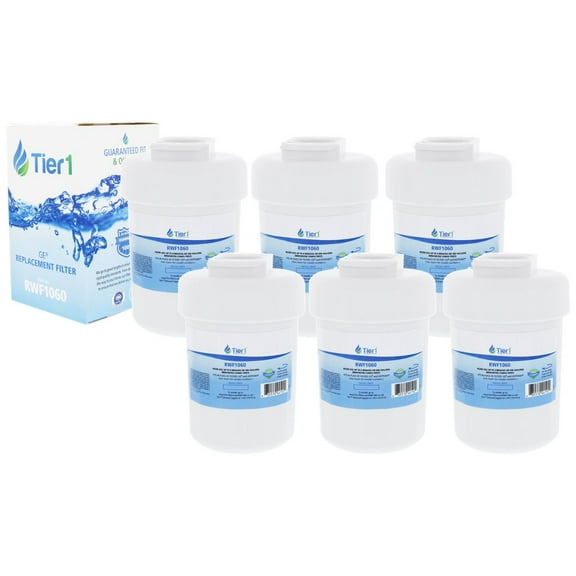 Tier1 MWF Refrigerator Water Filter 6-pk | Replacement for GE SmartWater MWFP, MWFA, GWF, GWFA, HWF, Kenmore 9991, 46-9991, 469991, WSG-1, WFC1201, Fridge Filter