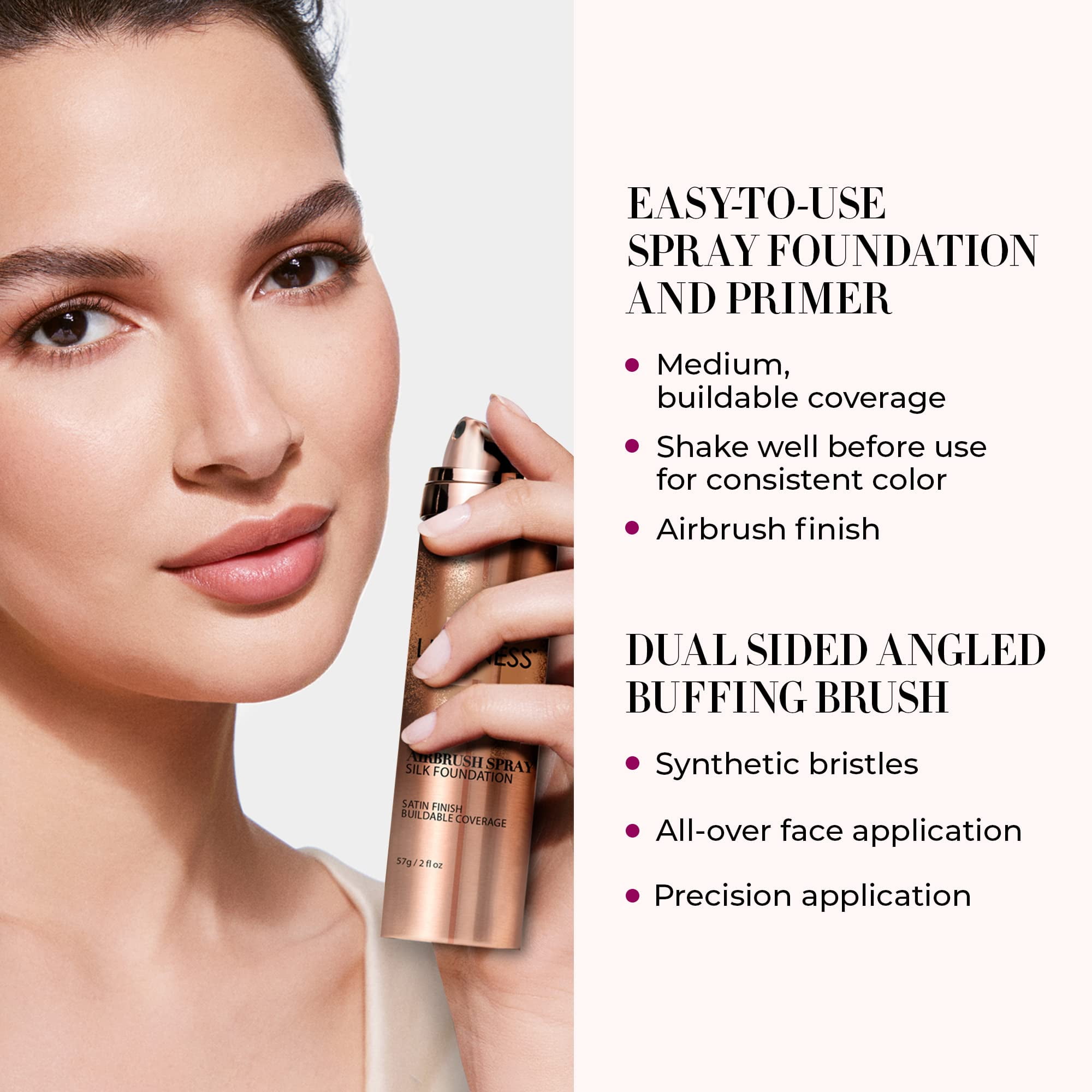 LUMINESS Silk Airbrush Spray Foundation & Primer Kit - Full Coverage Foundation, Anti-Aging Formula Hydrates & Moisturizes with Hyaluronic Acid, Aloe Vera & Hydrolyzed Silk (Shade - Warm)