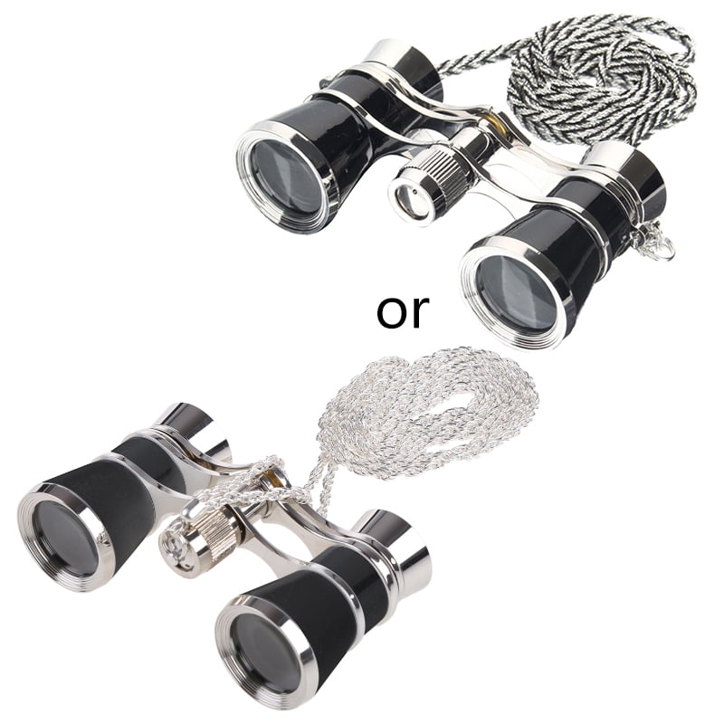 VIEGINE Opera Glasses Binoculars Metal Body with Chain Optical Lens