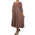 thumbnail image 2 of Women's Casual Plus Size Loose Fit 3/4 Sleeve Jersey Knit A-Line Solid Midi Dress, 2 of 4