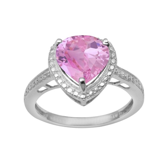 6mm Heart Shape Pink CZ 925 Sterling Silver Solitaire Women Valentines Day Gifts Ring