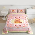 thumbnail image 2 of Manfei Strawberry Cake Queen Comforter Set, Cute Pink Bedding Sets, Girls Happy Birthday Bedding Comforter Set, Breathable Home Decor Reversible 3 Pieces, 2 of 8