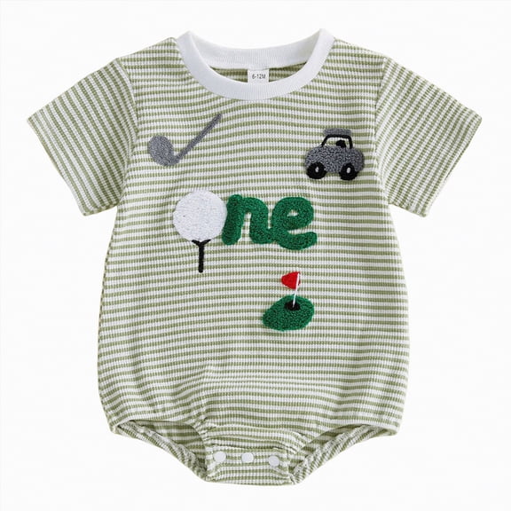 Leey-World Baby Romper Newborn Baby Boy Summer Outfit Short Sleeve Romper Jumpsuit Button up Clothes(Green,12-18 Months)