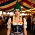 thumbnail image 2 of Oktoberfest Pointed Gnome Hat With Braids, Non‑Woven Bavarian Maid Costume Headpiece For Themed Party Cosplay Events, 2 of 5