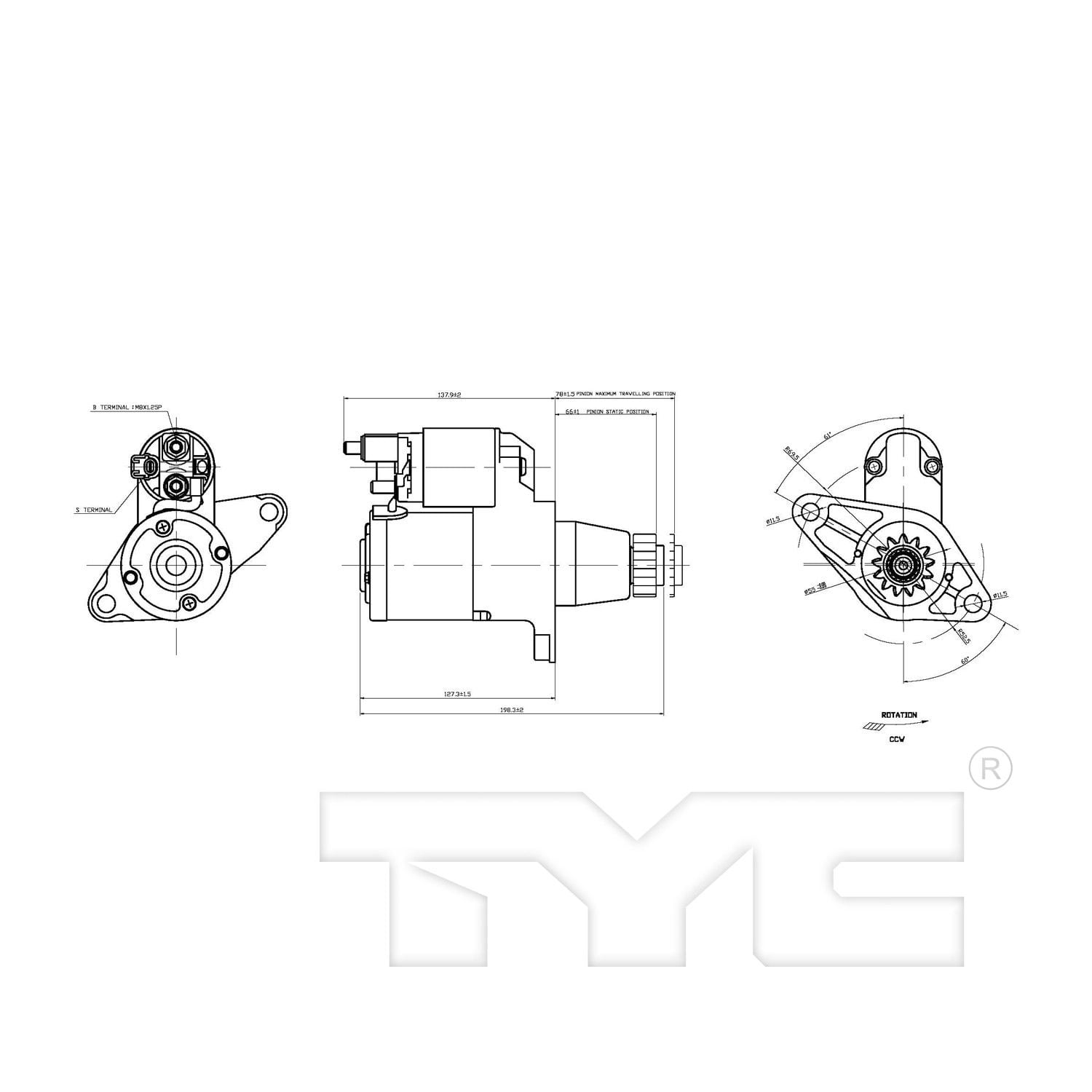 TYC Starter Motor for Toyota Venza, 2011, 6 Cyl 3.5 L