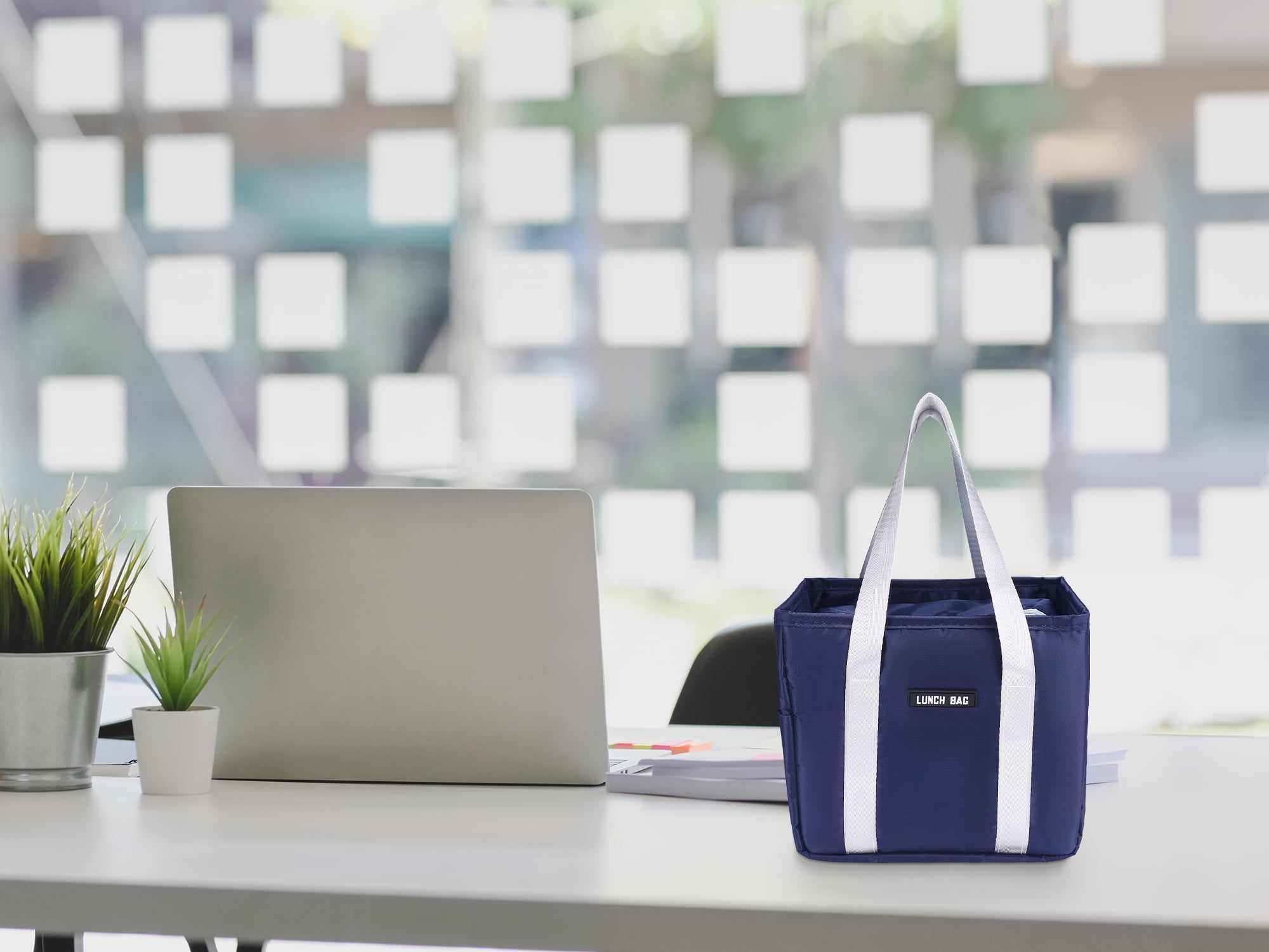 Unique Bargains Insulated Lunch Bag for Women and Men for Work Office Navy Blue