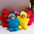 thumbnail image 3 of Sleeping Baby Bowknot Fluffy Pompom Plush Doll Hanging Pendant Key Ring Keychain, 3 of 4