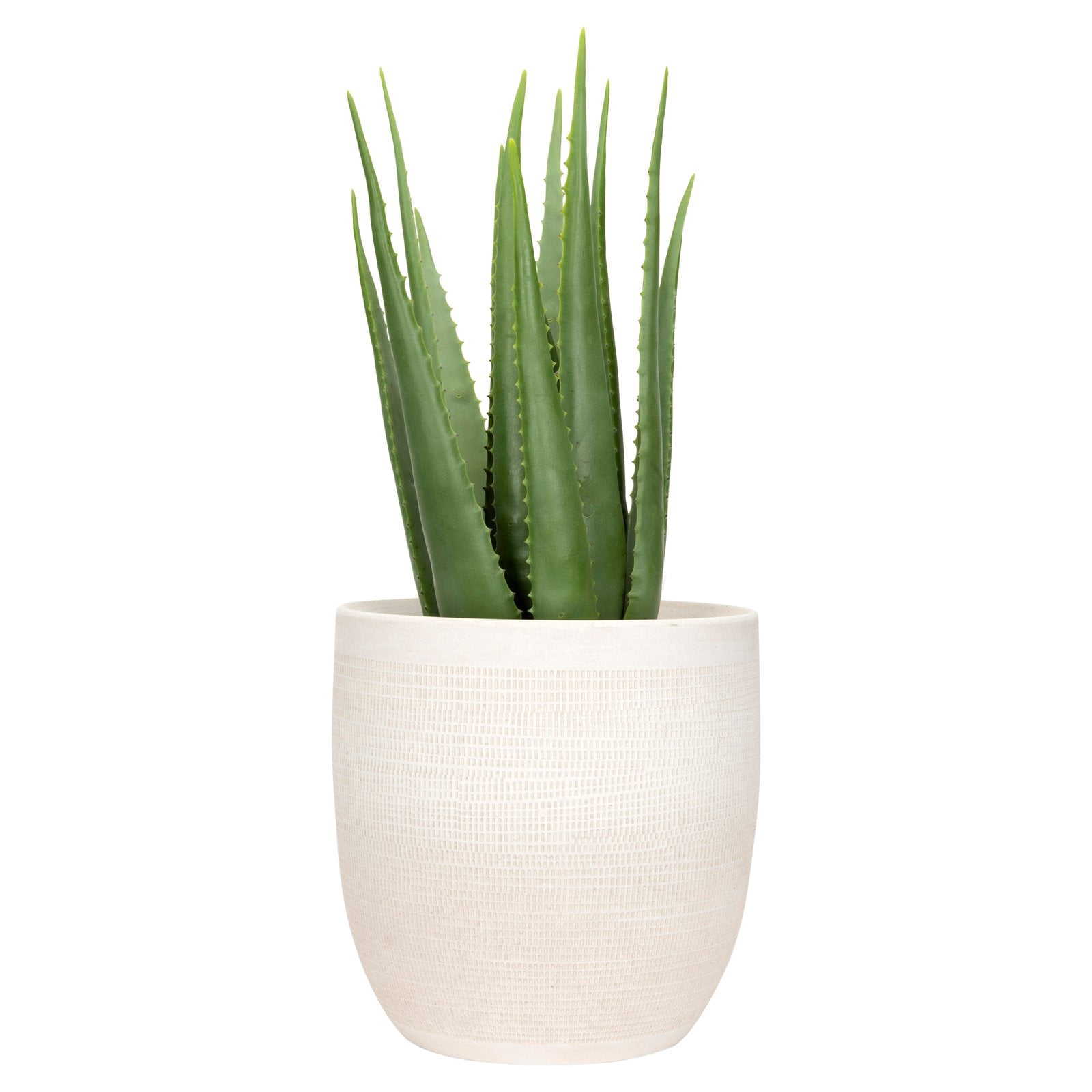 Woven Paths Matte White Textured Stoneware Planter