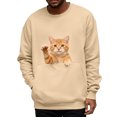 thumbnail image 4 of larppty Unisex Cat Pouch Oversized Sweatshirts Long Sleeve Kitten Puppy Holder Kangaroo pocket Pullover Top (Beige, XL), 4 of 6