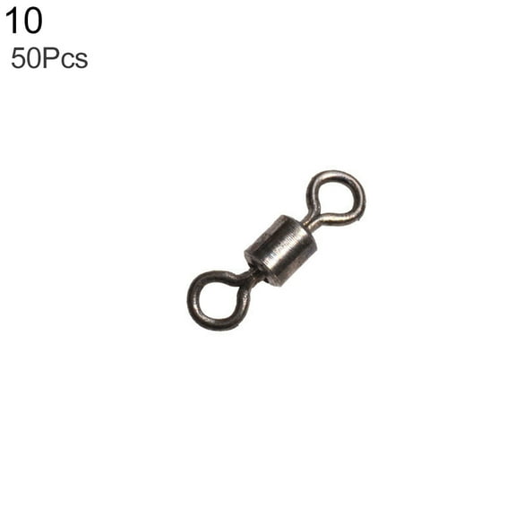 Naierhg 50Pcs #2-#10 Ball Bearing Swivel Solid Rings Fishing Connector Fishing Hooks