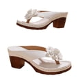 thumbnail image 6 of Eltusu Women Slide Sandals, Slip On Block Heel Open Toe Fashion Ladies Shoes White Size 6, 6 of 9