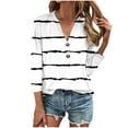 thumbnail image 2 of Cavosen Womens Tunic Tops 3/4 Sleeve Soft with Button Pullover Shirts V-Neck Comfort Striped Blouse Dressy Flowy Loose Fit Tees Basic Tops Trendy Lightweight Autumn White 2XL, 2 of 5