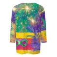 thumbnail image 5 of BDPORKAS Mardi Gras for Women Shirt 3/4 Sleeve Round Neck Carnival Costume Mask Print Funny Gifts Parade Tshirt Plus Size Mardi Gras Clothes, 5 of 5