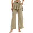 thumbnail image 7 of Noric Women Straight Leg Peplum Pants with Pockets High Waisted Drawstring Casual Summer Flowy Palazzo Pants Loose Fit, 7 of 7